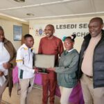 The Speaker of Council, Cllr Mncedi Ndzwanana donate laptops at Tshwane school photos supplied