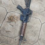 A high-calibre firearm found by members from SAPS Rietgat photos supplied