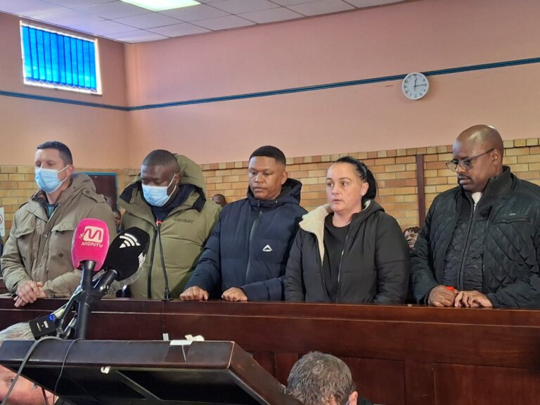 Five accused persons, Julius Doctor Mkhwanazi (50), a businessman Cobus Janse van Rensburg (42), a former EMPD official, Adrian Norman Mackenzie (43) and two former SAPS police officials, Bhekokwakhe Sibande (36)and Keisha- Leigh Stols ( 40) appeared at the Brakpan Magistrate court on nurder charges photo supplied
